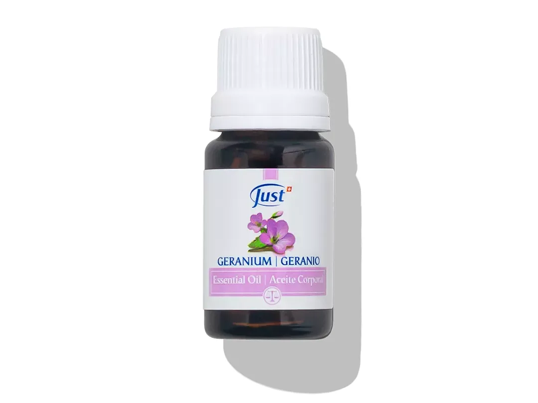 Aceite Esencial de Geranio de Swiss Just para aromaterapia y difusión en casa — Rincón de Bienestar