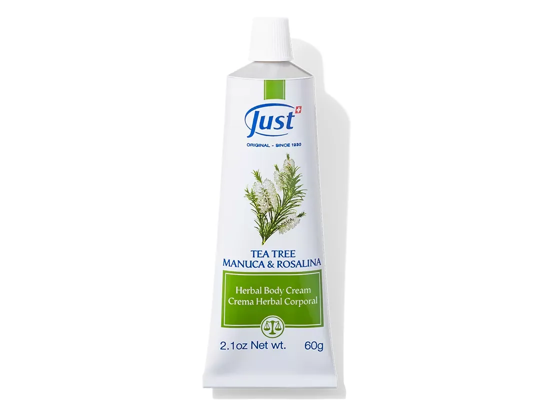 Crema de Tea Tree, Manuca y Rosalina de Swiss Just para el cuidado de la piel — Rincón de Bienestar