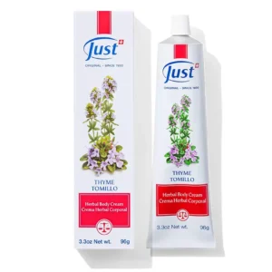 Crema de Tomillo de Swiss Just para masaje de músculos después de la actividad física — Rincón de Bienestar