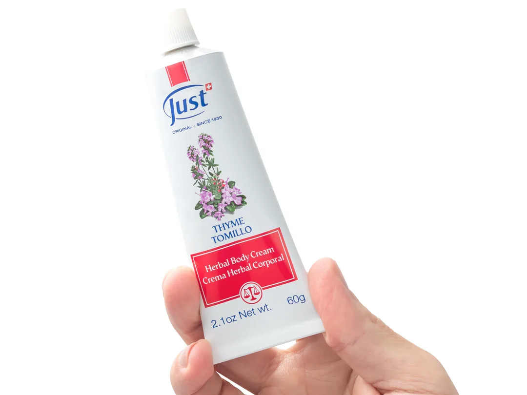 Crema de Tomillo de Swiss Just para masaje de músculos después de la actividad física — Rincón de Bienestar