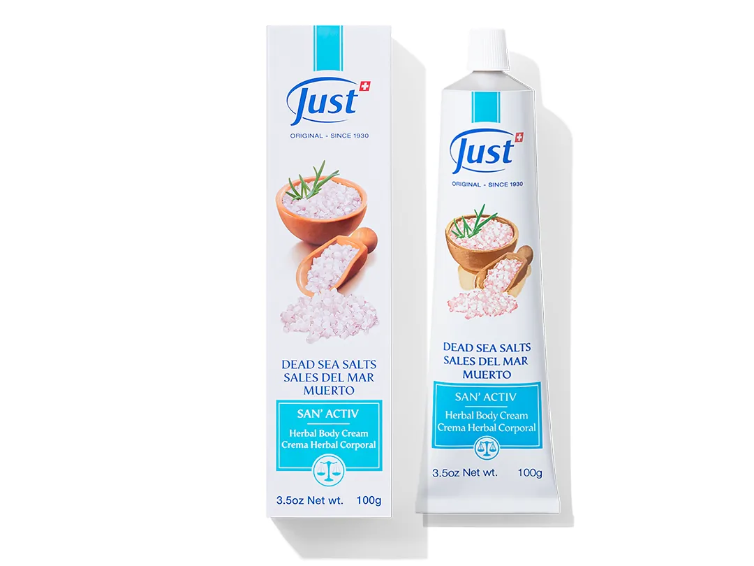 Crema San Activ de Swiss Just para masaje y cuidado corporal — Rincón de Bienestar