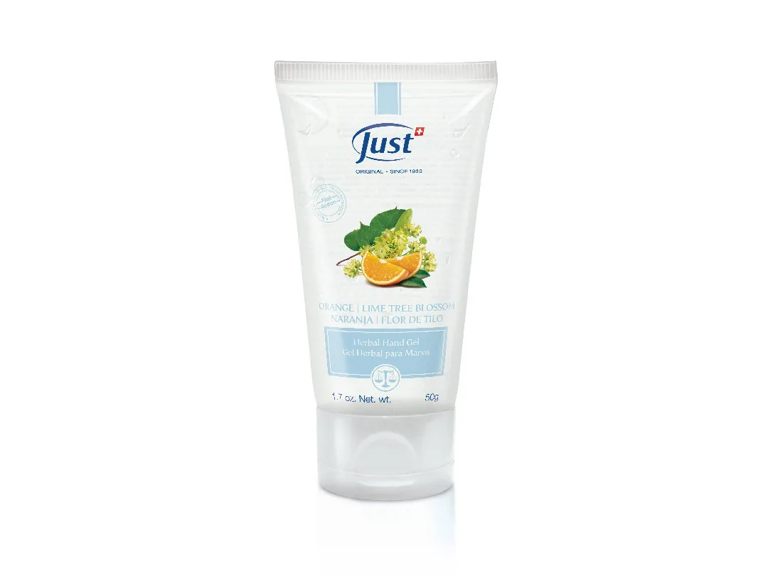 Hand Gel con Naranja y Flores de Tilo de Swiss Just para el cuidado de las manos — Rincón de Bienestar
