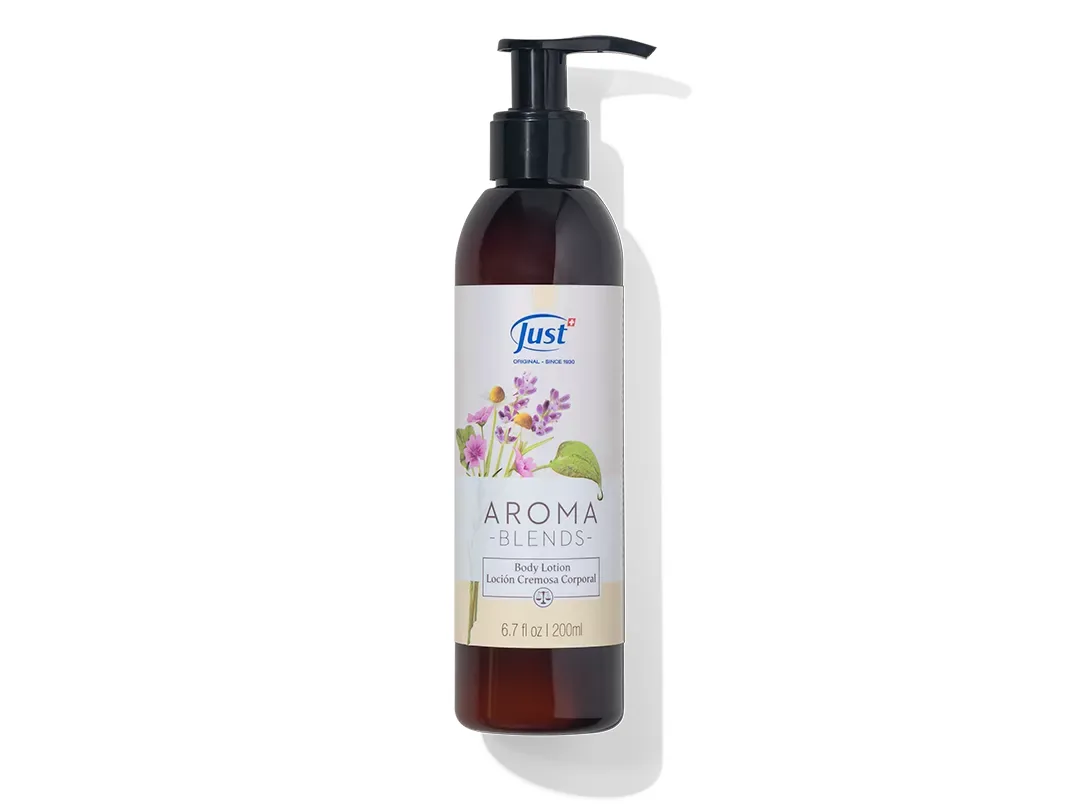 Loción Cremosa Corporal Aromablends de Swiss Just para aromaterapia corporal y bienestar — Rincón de Bienestar