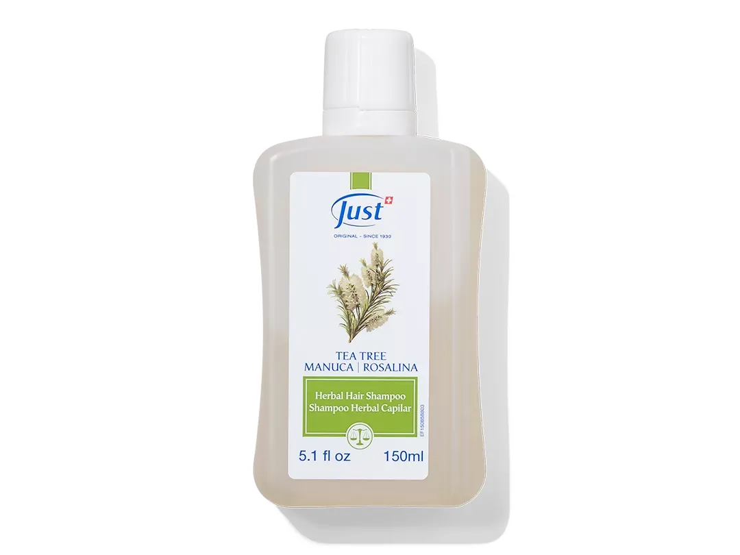 Shampoo de Tea Tree, Manuca y Rosalina de Swiss Just para el cuidado del cabello — Rincón de Bienestar