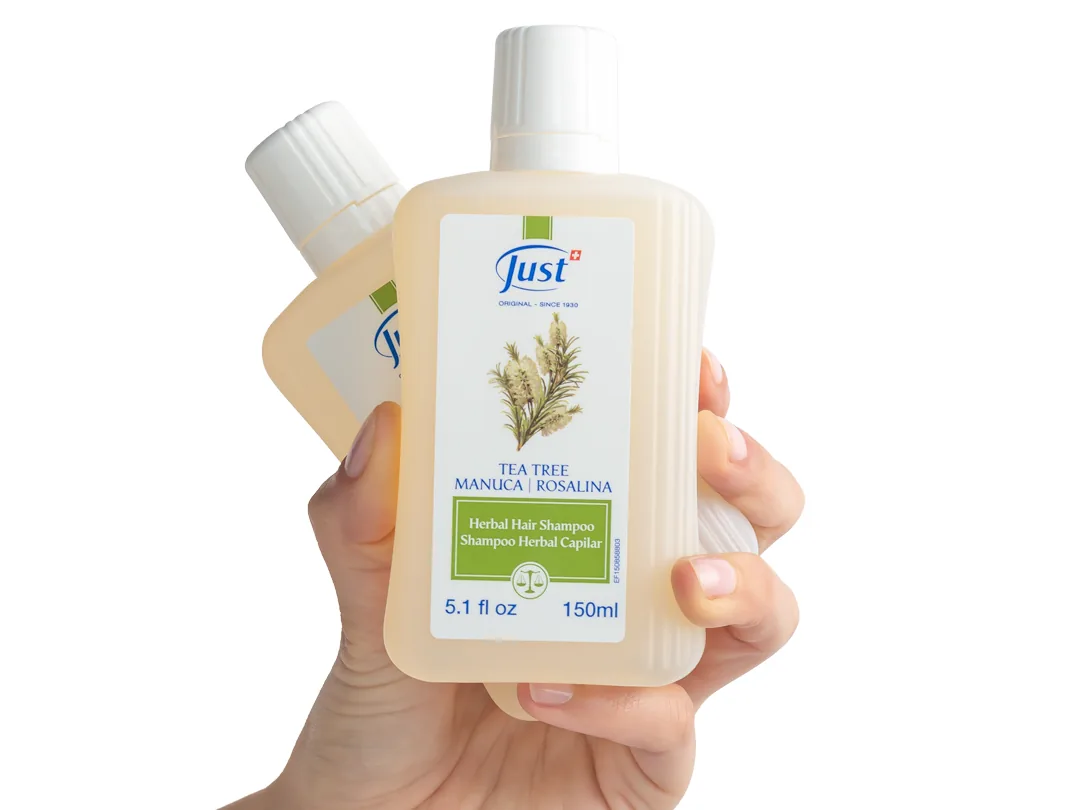 Shampoo de Tea Tree, Manuca y Rosalina de Swiss Just para el cuidado del cabello — Rincón de Bienestar