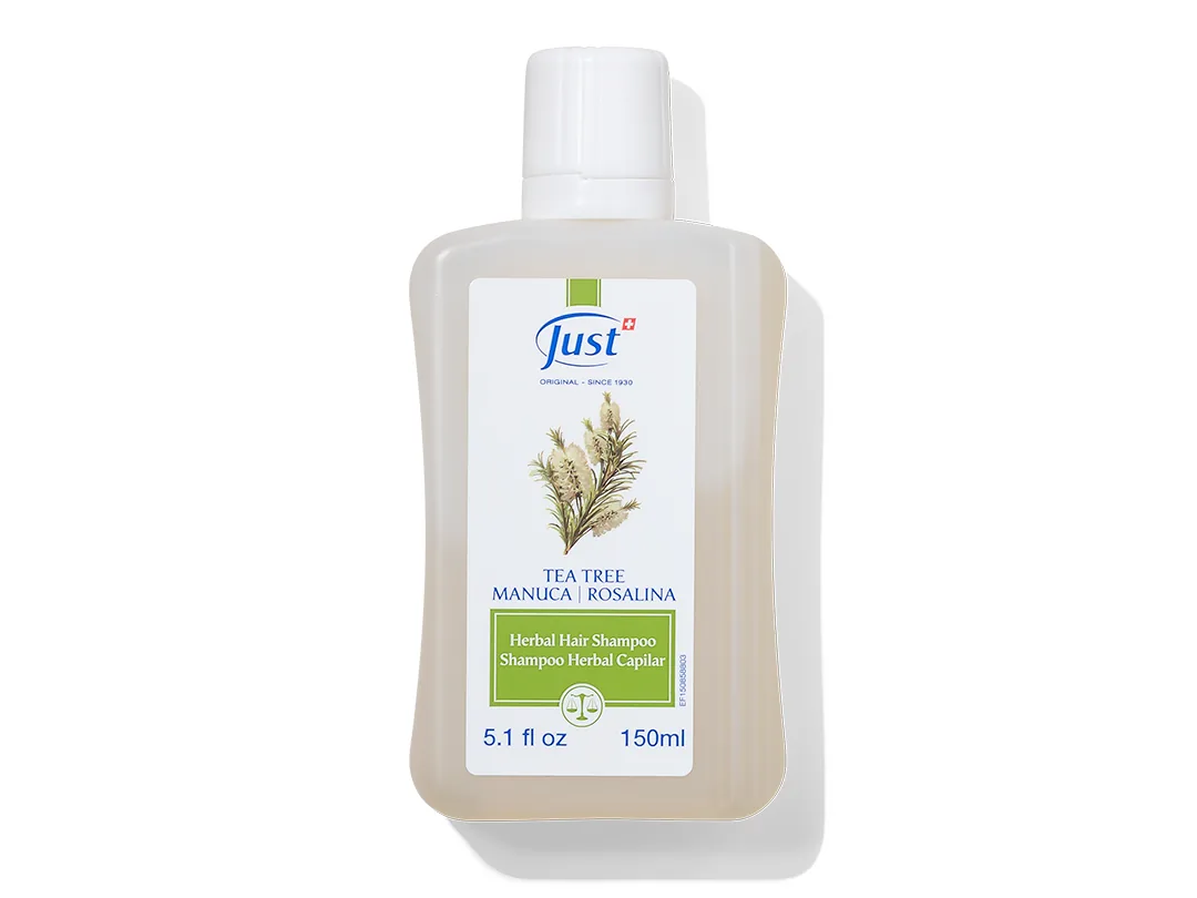 Shampoo de Tea Tree, Manuca y Rosalina de Swiss Just para el cuidado del cabello — Rincón de Bienestar